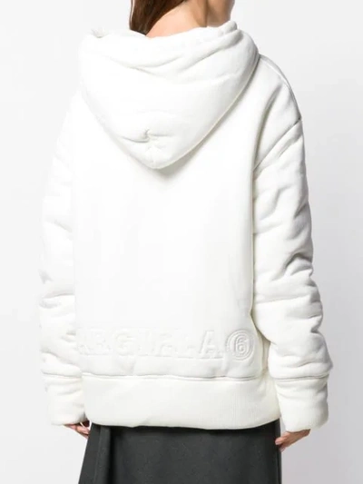 Shop Mm6 Maison Margiela Padded Logo Hoodie In 100 White