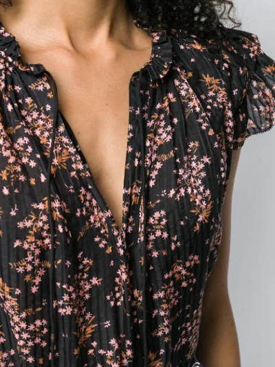 Shop Ulla Johnson Floral Flutter Sleeve Blouse In Black