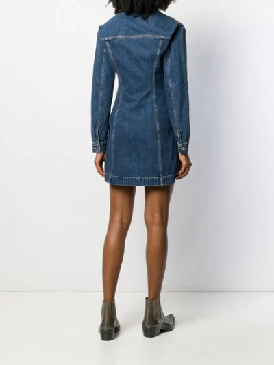 Shop Helmut Lang Short Denim Dress In Blue