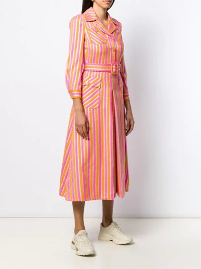 Shop Gucci Striped Shirt Dress In Pink