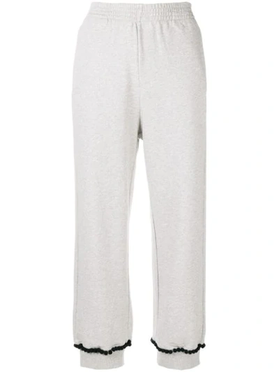 Shop Mm6 Maison Margiela Cropped Track Pants In Grey