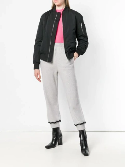 Shop Mm6 Maison Margiela Cropped Track Pants In Grey