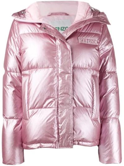 Shop Kenzo Padded Logo Jacket In Pink