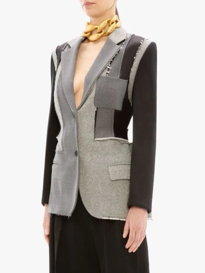 Shop Jw Anderson Patchwork Tailored Jacket In Grey