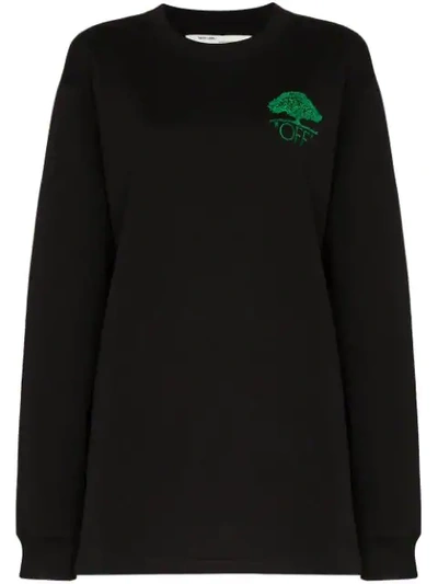 Shop Off-white Tree Logo Embroidered Sweatshirt Dress In Black