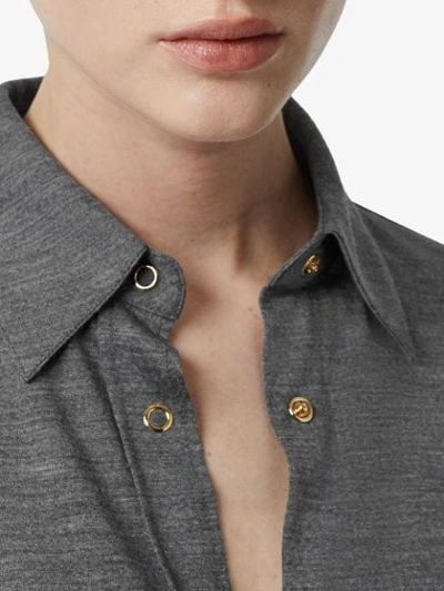 Shop Burberry Panelled-sleeve Wool Shirt In Grey