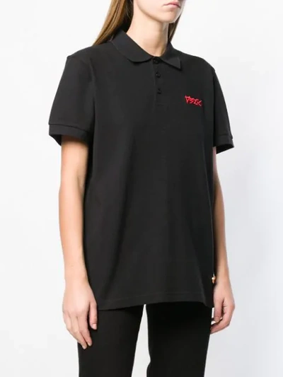 Shop 032c Embroidered Logo Polo Shirt In Black