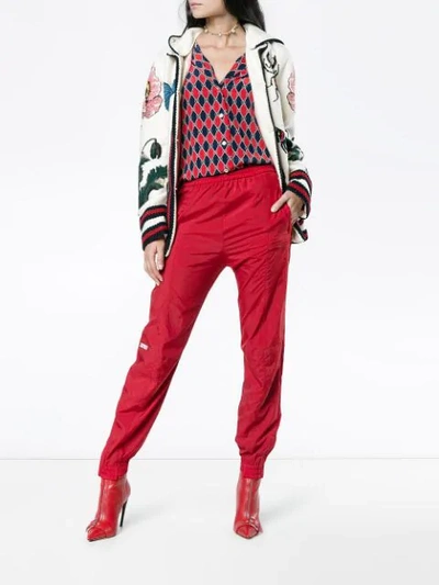 Shop Gucci Embroidered Hooded Cardigan In Multicolour