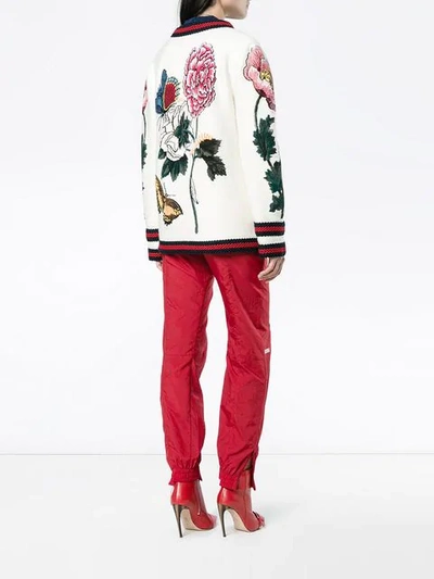 Shop Gucci Embroidered Hooded Cardigan In Multicolour