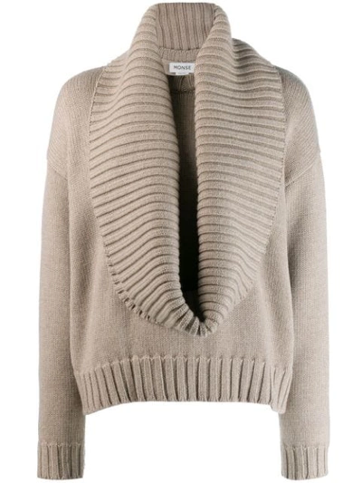 Shop Monse Plunge-neck Knit Sweater In Grey