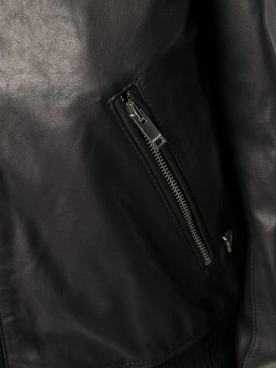 Shop Dondup Leather Bomber Jacket - Black