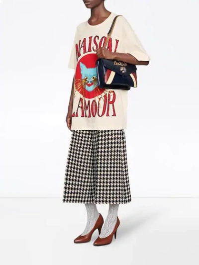 Shop Gucci Oversize T-shirt With Cat Print In White