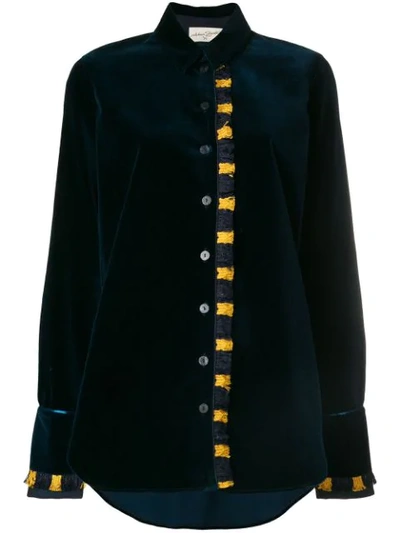 Shop Antonia Zander Adele Velvet Blouse - Blue