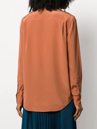 Shop Calvin Klein Long Sleeved Blouse In Brown