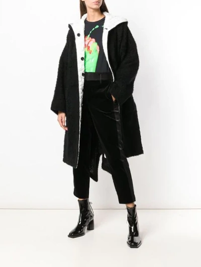 Shop Yohji Yamamoto Oversized Hooded Coat In Black