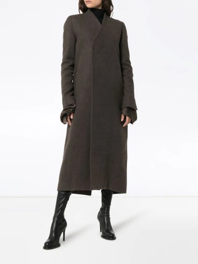 Shop Rick Owens Reversible Midi Camel Coat In Grey