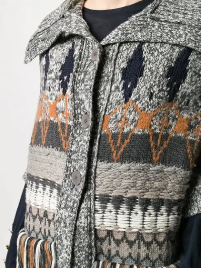 Shop Stella Mccartney Chunky Knitted Coat In Grey