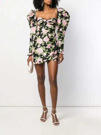 ALESSANDRA RICH FAB ROSE PRINT MINI DRESS - 黑色