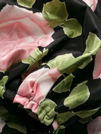 Shop Alessandra Rich Fab Rose Print Mini Dress In Black