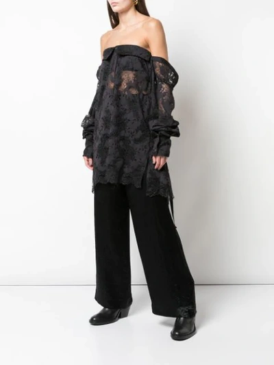 Shop Ann Demeulemeester Off-shoulder Lace Top In Black