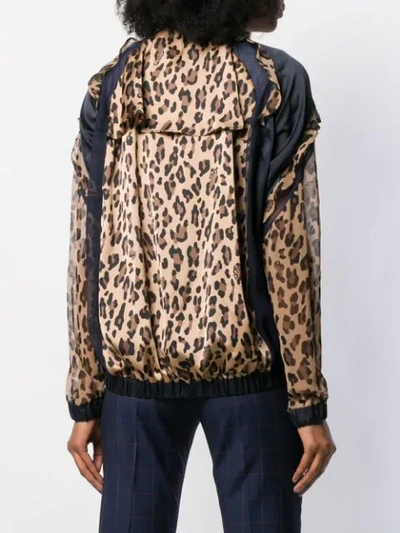 Shop Sacai Leopard Print Bomber Jacket In Neutrals
