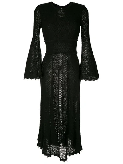 Shop Andrea Bogosian Lace Midi Dress In Black