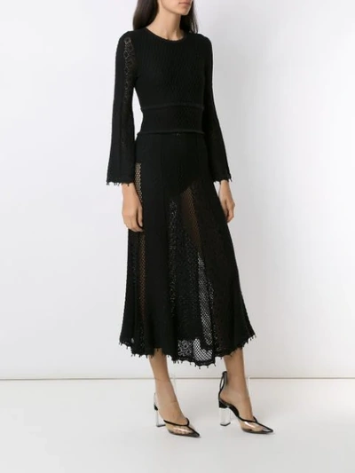 Shop Andrea Bogosian Lace Midi Dress In Black