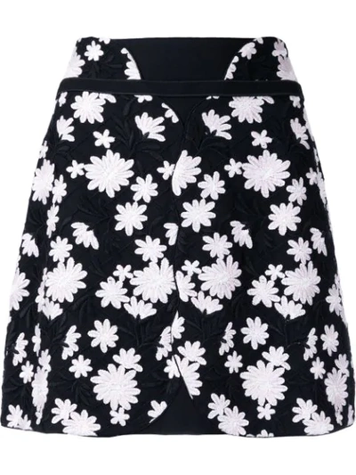 Shop Giambattista Valli Floral Embroidered Mini Skirt In Black