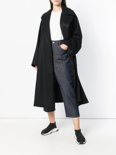 Shop Y's Oversized Double Breasted Coat - Black