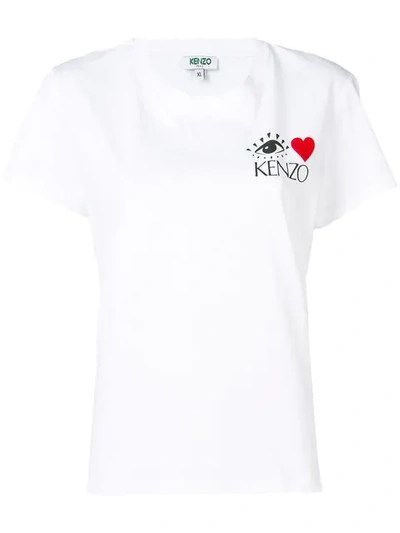 Shop Kenzo Round Neck Logo T-shirt In 01   White