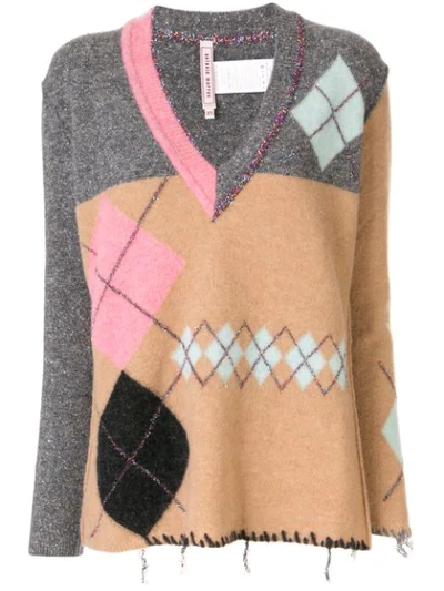 Shop Antonio Marras Metallic Stitch V-neck Sweater In Multicolour