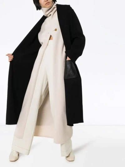 Shop Loewe Wrap-over Belted Coat In Black