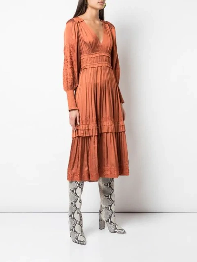 Shop Ulla Johnson Shaina Floral Embroidery Dress In Brown