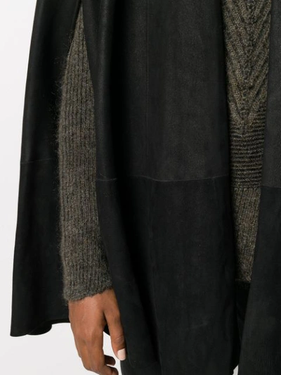 Shop Rick Owens Leather Cape Coat In Black