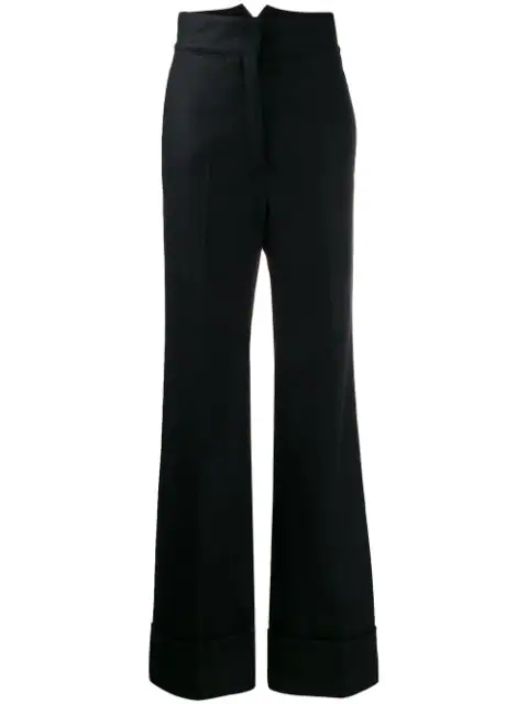 black tailored high waisted trousers