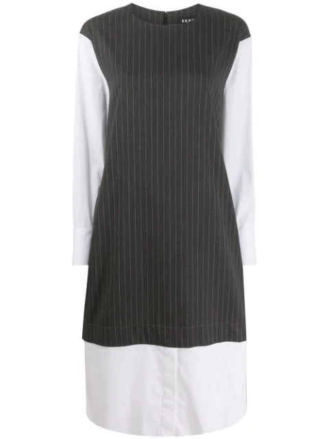 white layered shirt dress