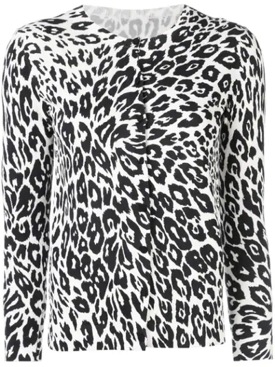 Shop Oscar De La Renta Leopard Print Cardigan In Black