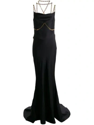 Shop Versace Abendkleid Mit Ketten In Black