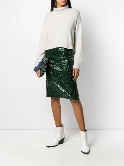 Shop N°21 Sequin Pencil Skirt In Green