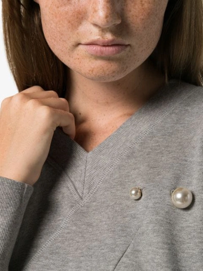 Shop Blindness Pearl Appliqué Sweatshirt In Grey