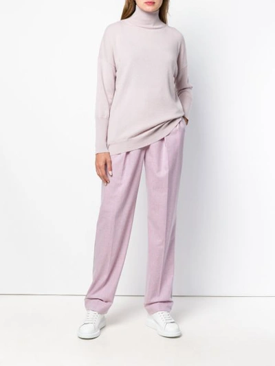 Shop Agnona Roll Neck Sweater - Pink