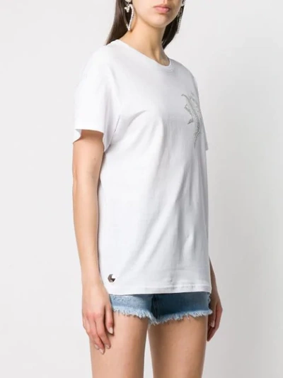 Shop Philipp Plein Sequin Logo T-shirt In White