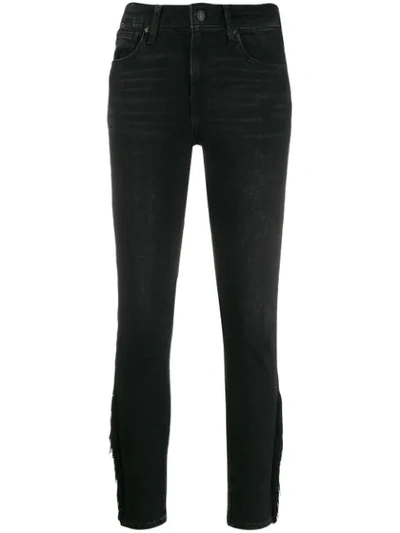 Shop Levi's Fringed Hem Skinny Jeans In Black