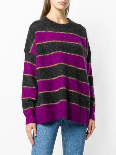 Shop Isabel Marant Étoile Horizontal Stripe Sweater In Pink & Purple