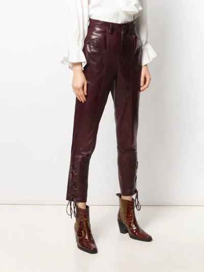 Shop Isabel Marant Leather Biker Trousers In 80by Burgundy