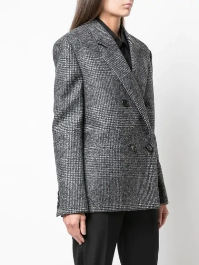 Saint Laurent Double-breasted Tweed Blazer In Grey