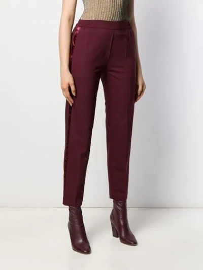 Shop Etro Side Stripe Cropped Trousers In Purple