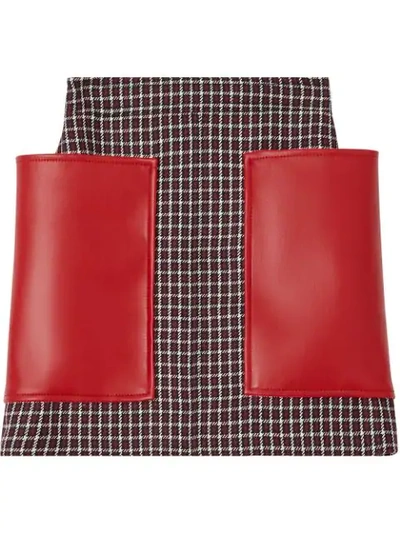 Shop Burberry Pocket Detail Tartan Dry Wool Mini Skirt In Red