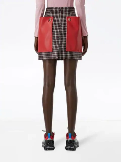 Shop Burberry Pocket Detail Tartan Dry Wool Mini Skirt In Red