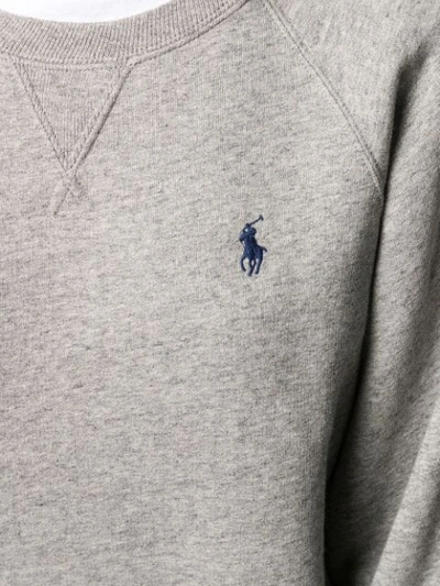 Shop Polo Ralph Lauren Embroidered Logo Sweatshirt In Grey